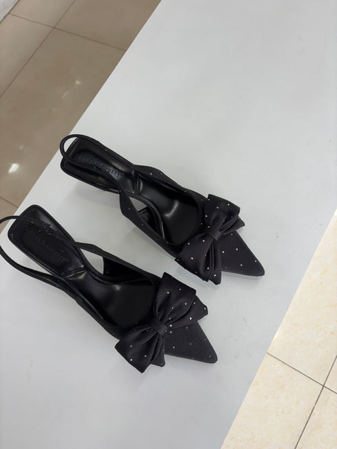 Bow Close Toe Slid On Heel